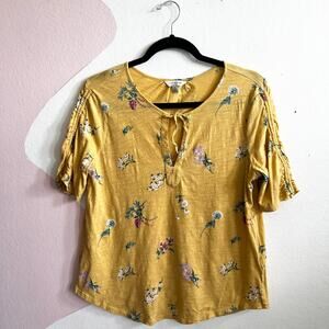 Lucky Brand Womens Floral Top Size Medium Boho Indie Festival Hippie